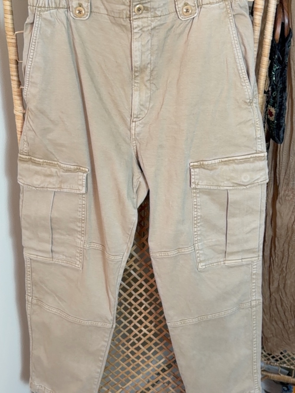 Banana Republic Women's High Waist Beige Cargo Pants with Utility Pockets